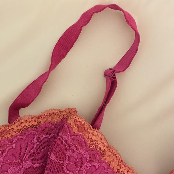 Black Fuchsia Women’s Lace Underwire Convertible Strapless Bra Pink Coral 40D - Picture 4 of 9